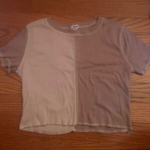 Garage half brown half tan crop top